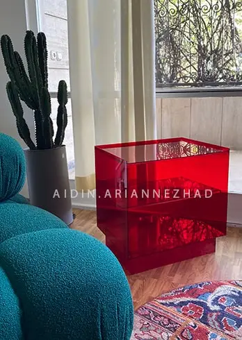 میز شیشه ای قرمز دکوراتیو