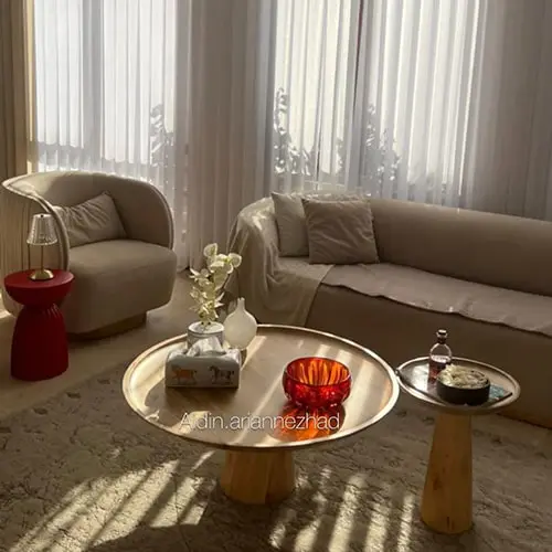 میز تمام چوب گرد با ساید