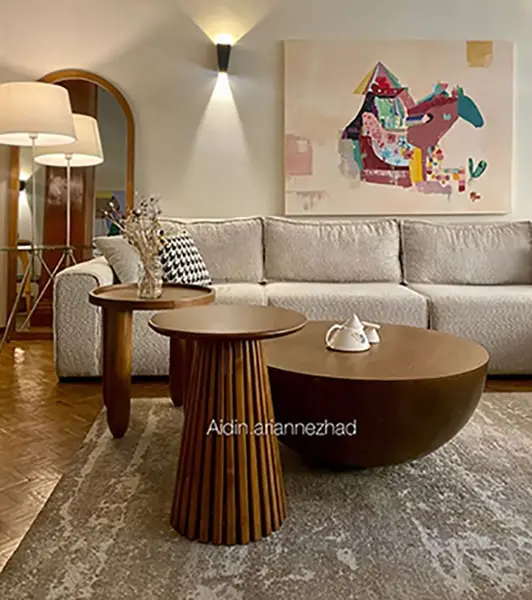 فضای نشیمن با تم کرم